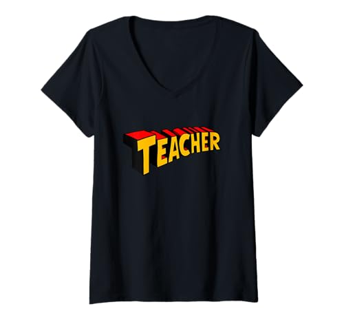 Damen SuperTeacher Super Lehrer T-Shirt mit V-Ausschnitt Damen SuperTeacher Super Lehrer T-Shirt mit V-Ausschnitt von Miftees Teacher Appreciation Tees