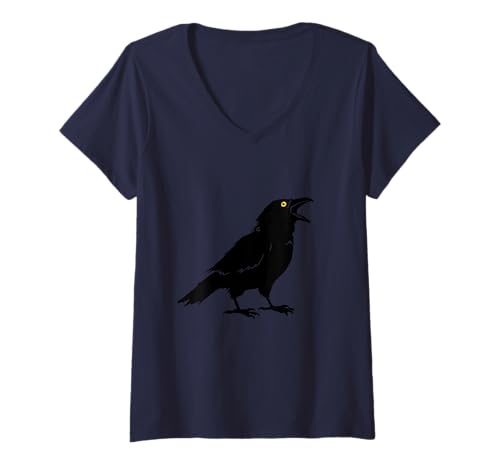 Damen Crow T-Shirt mit V-Ausschnitt von Miftees