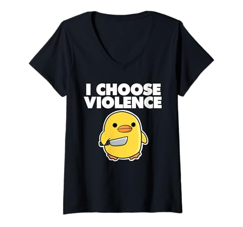 Damen Ente, ich wähle Gewalt T-Shirt mit V-Ausschnitt von Miftees