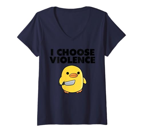 Damen Ente, ich wähle Gewalt T-Shirt mit V-Ausschnitt von Miftees