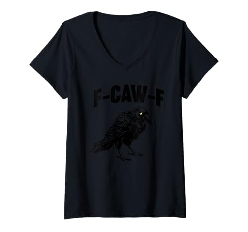 Damen F-CAW-F Crow T-Shirt mit V-Ausschnitt von Miftees