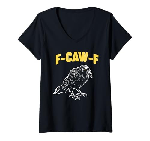 Damen F-CAW-F Crow T-Shirt mit V-Ausschnitt von Miftees