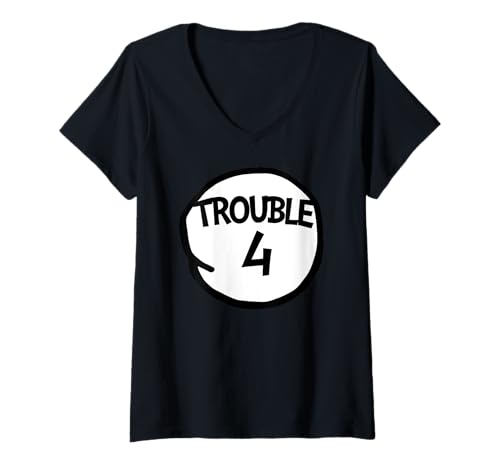 Damen Trouble 4 t-shirt Funny Trouble Four Matching Group T-Shirt mit V-Ausschnitt von Miftees