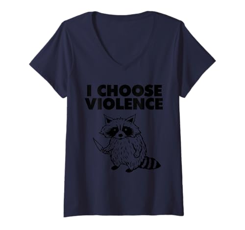 Damen Waschbär Ich wähle Gewalt T-Shirt mit V-Ausschnitt von Miftees