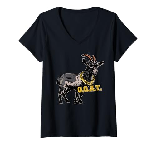 Damen Ziege mit G.O.A.T. Kette T-Shirt mit V-Ausschnitt Damen Ziege mit G.O.A.T. Kette T-Shirt mit V-Ausschnitt von Miftees