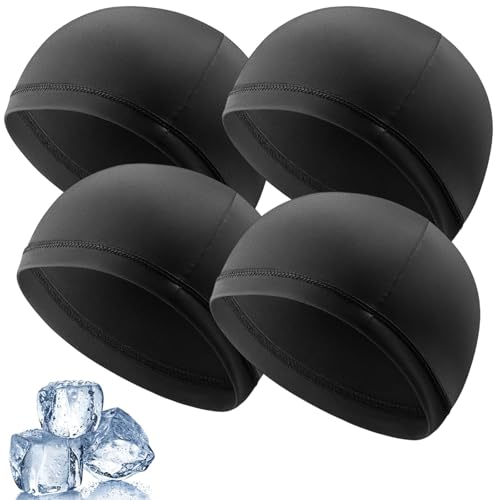 MigWoo 4 Stück Fahrradmütze Unter Helm Aus Eisseide | Atmungsaktive & Kühlende Skull Cap Für Sommer Sport | Leichte Sportmütze & Multifunktionale Unterziehhaube Für Herren Und Damen von MigWoo