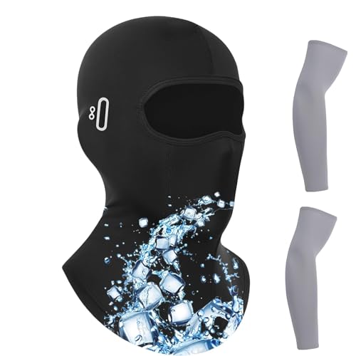 MigWoo Motorrad Sturmhaube Sommer Balaclava Set mit Arm Sleeves Atmungsaktive Sturmmaske für Herren Damen UV Schutz 50 Plus Kühltechnik Brillenlöcher Perfekt für Radfahren Touring Outdoor von MigWoo
