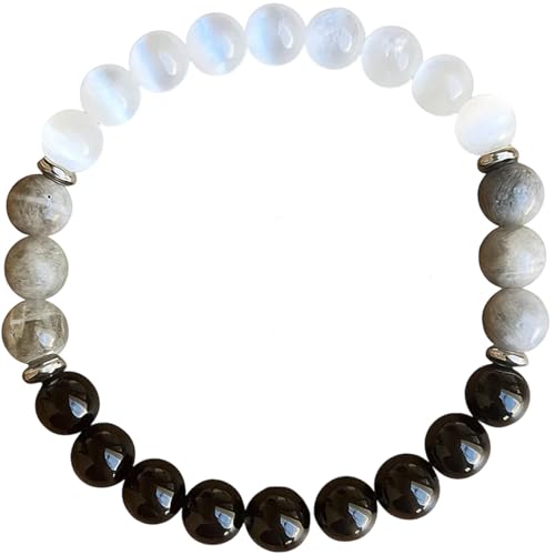 MigWoo Rosenquarz Armband Damen 8mm - Natürlicher Heilstein Blockadenlöser Mit Liebessymbol - Spirituelles Kristall Armband - Geschenk Für Frauen von MigWoo