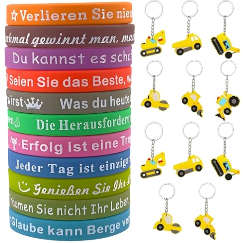 11 Stück Motivationsarmbänder Kinder 20,2cm Deutsch Silikonarmband mit Positiven Sprüchen, Mitgebsel Mitbringsel Kindergeburtstag Einschulung Geschenk Schultüte Abschiedsgeschenk von MigWoo