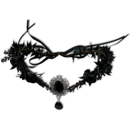 Kopfschmuck, Gothic Blumenkrone Mit Strass, Verstellbares Elfen Stirnband Für Cosplay, Hochzeit, Halloween, Fotoshooting, Renaissance Festivals von MigWoo