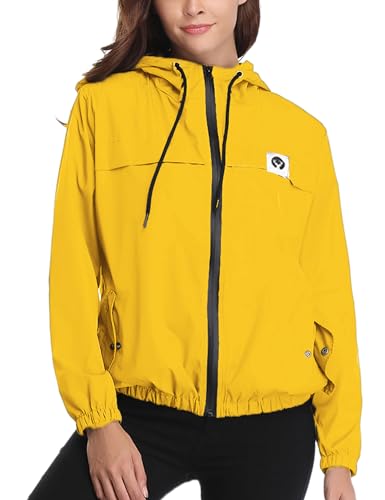 Damen Regenjacke Wasserdicht Leicht Windbreaker regenmantel Zip Atmungsaktiv Regenjacken Regenmantel dünn Sportjacke mit Kapuze Y XS von Migcaput