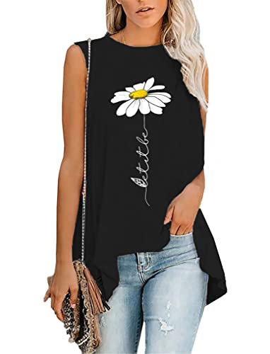 Migcaput Damen Bluse Ärmellos Elegant T-Shirt Blusentops Tank Top Shirts Sommerbluse Tanktops Frauen Trägershirts (B Schwarz, L) von Migcaput