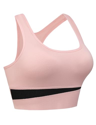 Migcaput Damen Seamless Sport BH mit Spaghettiträger Cross Back Design Push up BH Sport Bra Top für Yoga Fitness Rosa M von Migcaput