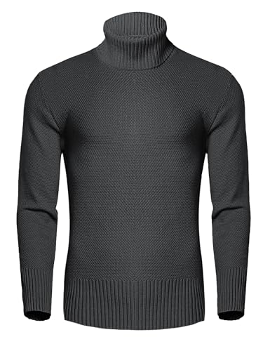 Migcaput Herren Rollkragenpullover Warmer Strickpullover Rollkragen Sweatshirt Feinstrick Pullover Turtle Neck Solid Winter Dunkelgrau L von Migcaput