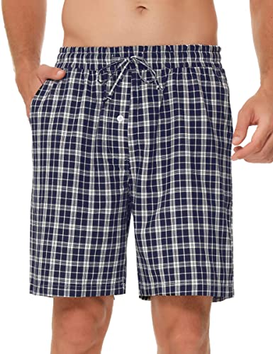 Migcaput Schlafanzug Herren Kurz Baumwolle Kariert Pyjamahose Kurze Hosen Sommerhose Kariertes Pyjama Shorts Männer Schlafanzughose von Migcaput