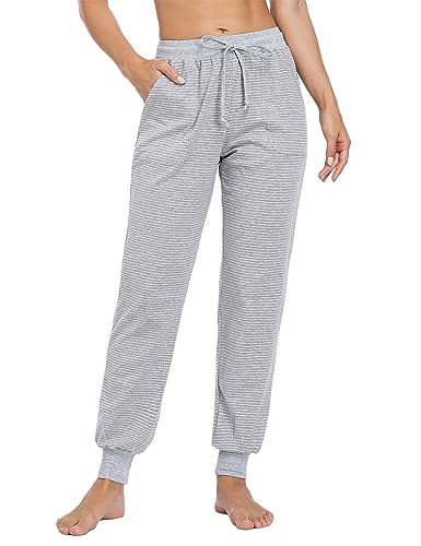 Migcaput Schlafanzughose Damen Hosen Baumwolle Lange Jogginghose Trainingshose Pyjamahose Lang Sporthose Frauen Schlafhose - Grau, M von Migcaput