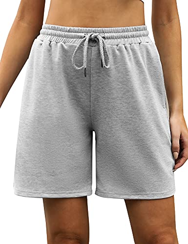 Migcaput Damen Shorts Kurze Sommerhose Freizeithose Elastische Leicht Kordelzug Hohe Taille Kurz Casual Sport mit Taschen für Frauen Grau M von Migcaput