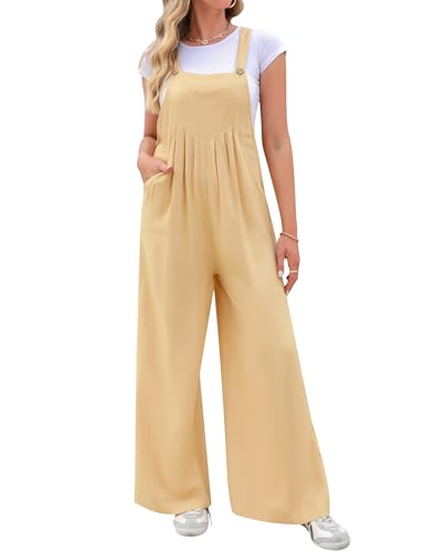 Migcaput Latzhose Jumpsuit Damen Sommer Lang lässige Übergröße Baumwolle Einfarbig Overall Elegant Playsuit mit Große Khaki M Migcaput Latzhose Jumpsuit Damen Sommer Lang lässige Übergröße Baumwolle Einfarbig Overall Elegant Playsuit mit Große Khaki M von Migcaput
