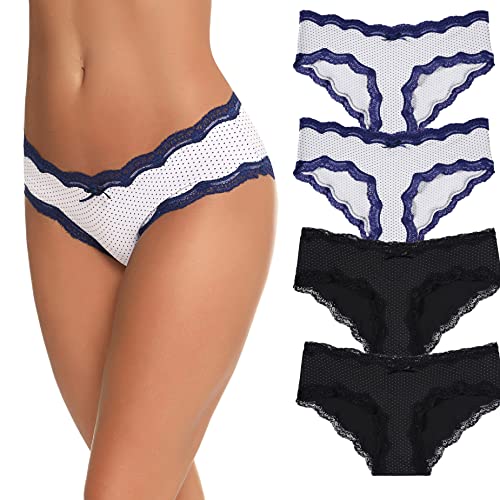 Migcaput Unterhosen Damen Baumwolle Spitze Dessous Sexy Unterwäsche Frauen Seamless Pantys Nahtlose Slips Atmungsaktiv Panties Weich Mehrpack - B - Schwarz*2+Weiß*2, S von Migcaput