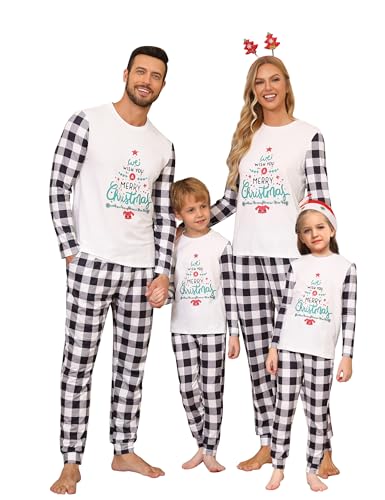 Migcaput Weihnachts Pyjama Christmas Weihnachten Für Familie Schlafanzug Damen Herren Kinder Weihnachtspyjama Set Paare Nachtwäsche Couple PJs Schwarz-B M von Migcaput