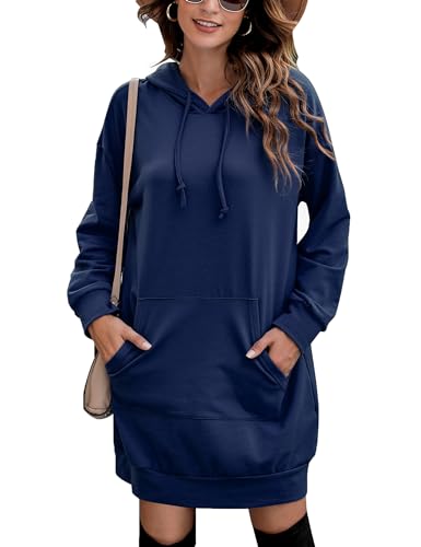 Migcaput Weihnachtspullover Damen Hoodie Damen mit Kapuze Lang Kapuzenpullover Oversize Winter Warm Sweatshirts Casual Navy Blau M von Migcaput