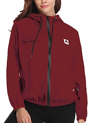 Migcaput Windbreaker Damen Leicht Regenjacke Wasserdicht Zip Regenmantel dünner Sportjacke Softshelljacke für Frauen WR XXL von Migcaput