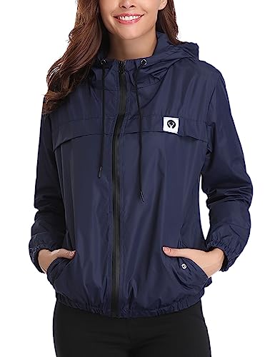 Regenjacke Damen Wasserdicht Atmungsaktiv DüNne Regenmantel Leichte Jacke Outdoorjacke Windbreaker Sportjacke Softshelljacke Fahrradjacke Mit Kapuze von Migcaput