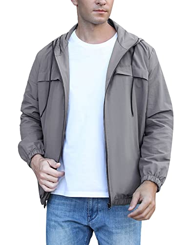 Regenjacke Herren Leicht Wasserdicht Atmungsaktiv Regenmantel Mit Kapuze Regenanzug Windbreaker Windjacke Camping Outdoor Winddicht Regenjacke von Migcaput