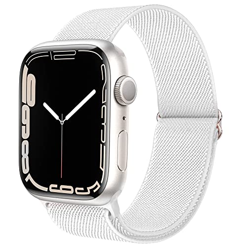 Migeec Armband für Apple Watch 38/40/41/42/44/45mm, Nylon Stretchy Sport Ersatzband für i Watch Serie 8/7/SE/6/5/4/3/2/1 (38/40/41mm, Weiß) von Migeec