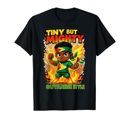 Winziger, Aber mächtiger Guyanese-Flaggen-Pride im guyanischen Stil für Kinder T-Shirt von Mighty Guyanese Culture Strength Fire Bold Youth