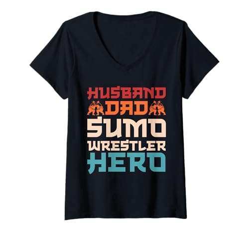Damen Sumo-Wrestler, Hero-Design für Ehemann und Vater T-Shirt mit V-Ausschnitt Damen Sumo-Wrestler, Hero-Design für Ehemann und Vater T-Shirt mit V-Ausschnitt von Mighty Sumo Designs