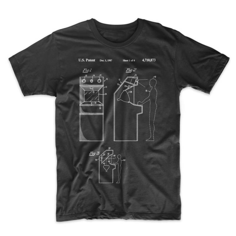 Arcade-Spiel Patent-T-Shirt. Video-Spiel-T-Shirt. Gamer Shirt, Geschenk Für Ihn. Sie. Unisex. Größen S-4 X. Schwarz, Rot, Weiß Oder Grau von MightyCircus
