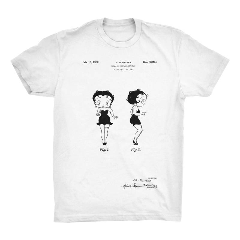 Betty Boop Patent T-Shirt. Shirt Kleidung Patent-Kunst. Geschenk Für Sie. Unisex. Größen S-4 X. Schwarz, Rot, Weiß Oder Grau von MightyCircus