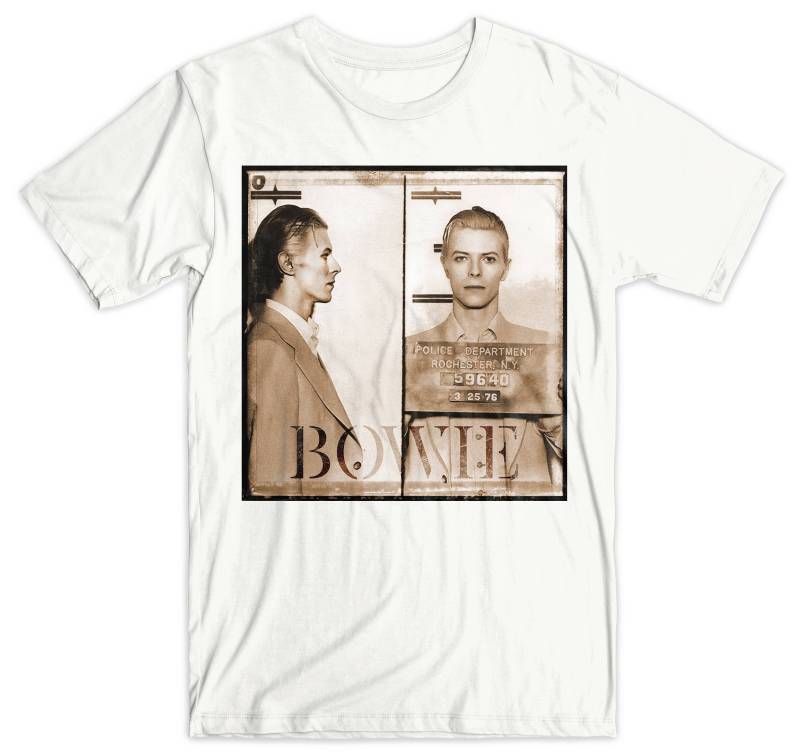 David Bowie T-Shirt. Mugshot Rochester N.y. 1975. Musik T-Shirt. Geschenkidee. Geschenk Für Ihn. Sie. Weiches Baumwoll-T-Shirt von MightyCircus