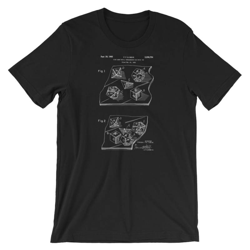 Dungeons & Dragons Würfel Patent T-Shirt Grössen S-3x. 20 Seitiger Art. D & D-Geschenk. Seitige Erhältlich in Schwarz Rot Weiß Oder Grau von MightyCircus