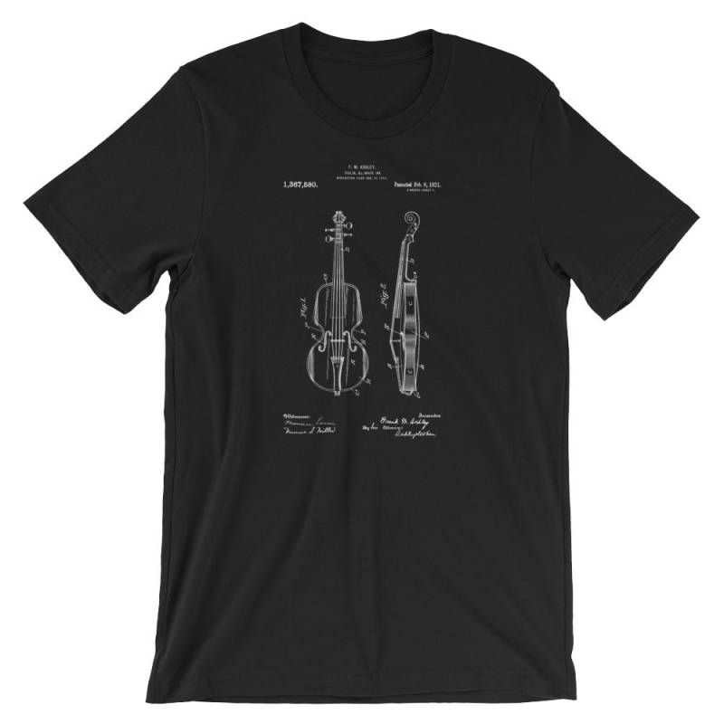 Geige Patent T-Shirt - Shirt Geschenk Musik Kunst Geiger Auf Premium Baumwolle T-Shirt von MightyCircus