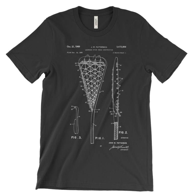 Lacrosse Patent T-Shirt Unisex Aus Weicher Baumwolle. Shirt Kleidung. Stick Geschenk. Weicher Baumwollstoff in Schwarz Weiß Rot Oder Grau von MightyCircus