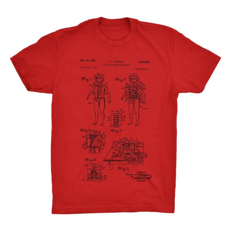 Operation Puppe Patent T-Shirt. Gruselige Spielzeug Lack Shirt Von 1951. Ringgesponnene Baumwolle Unisex. Bequem. Größen S-3 X. Schwarz, Rot, Weiß von MightyCircus