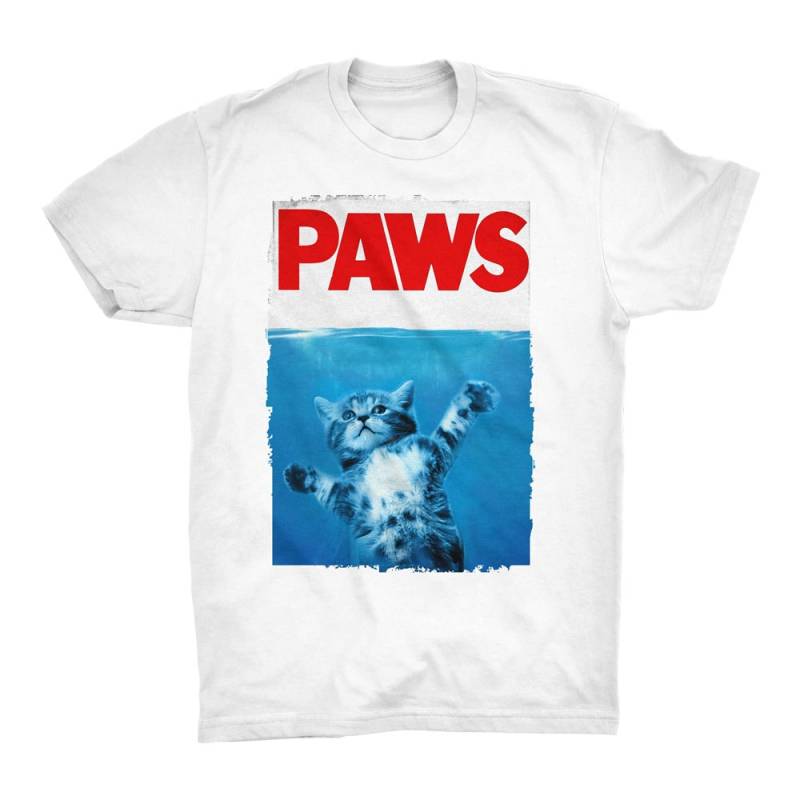 Pfoten T-Shirt. Jaws Film Kätzchen Shirt. Katzen-T-Shirt. Katzen Geschenk Für Ihn. Sie. 100 % Ringgesponnene Baumwolle, Weiches von MightyCircus