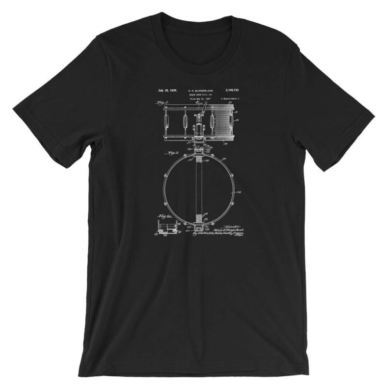 Snare Drum Patent-T-Shirt - Trommel-Shirt Trommel Geschenk Trommeln-Shirt-Patent-Kunst Musik Shirt-Auf Schwarz Rot Weiß Oder Grau Premium T-Shirt von MightyCircus