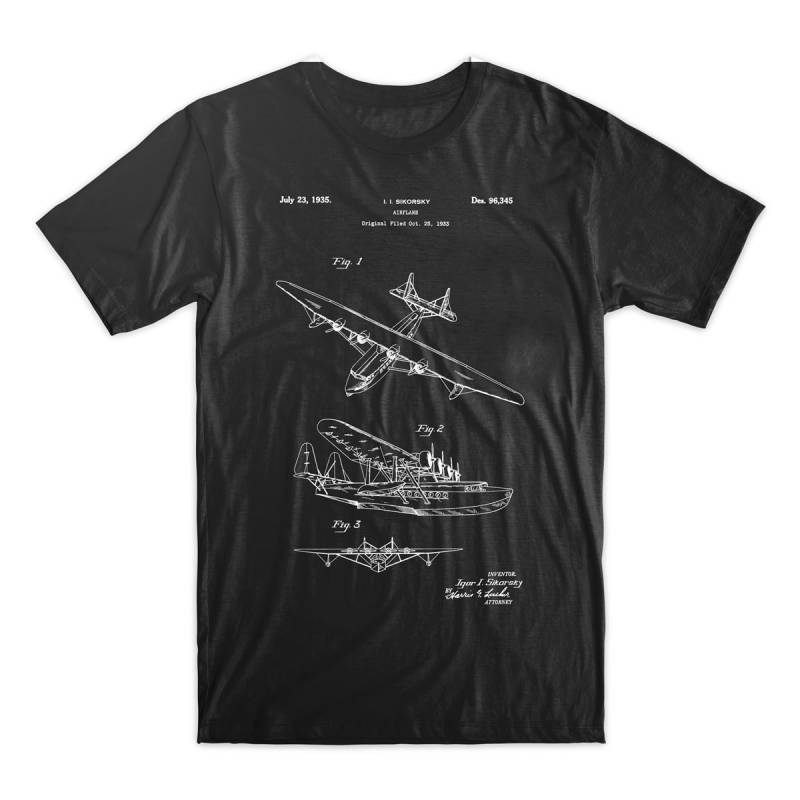 Wasserflieger T-Shirt. Flieger Patent Shirt. Flugzeug Blueprint Tshirt Aus Weicher Baumwolle von MightyCircus