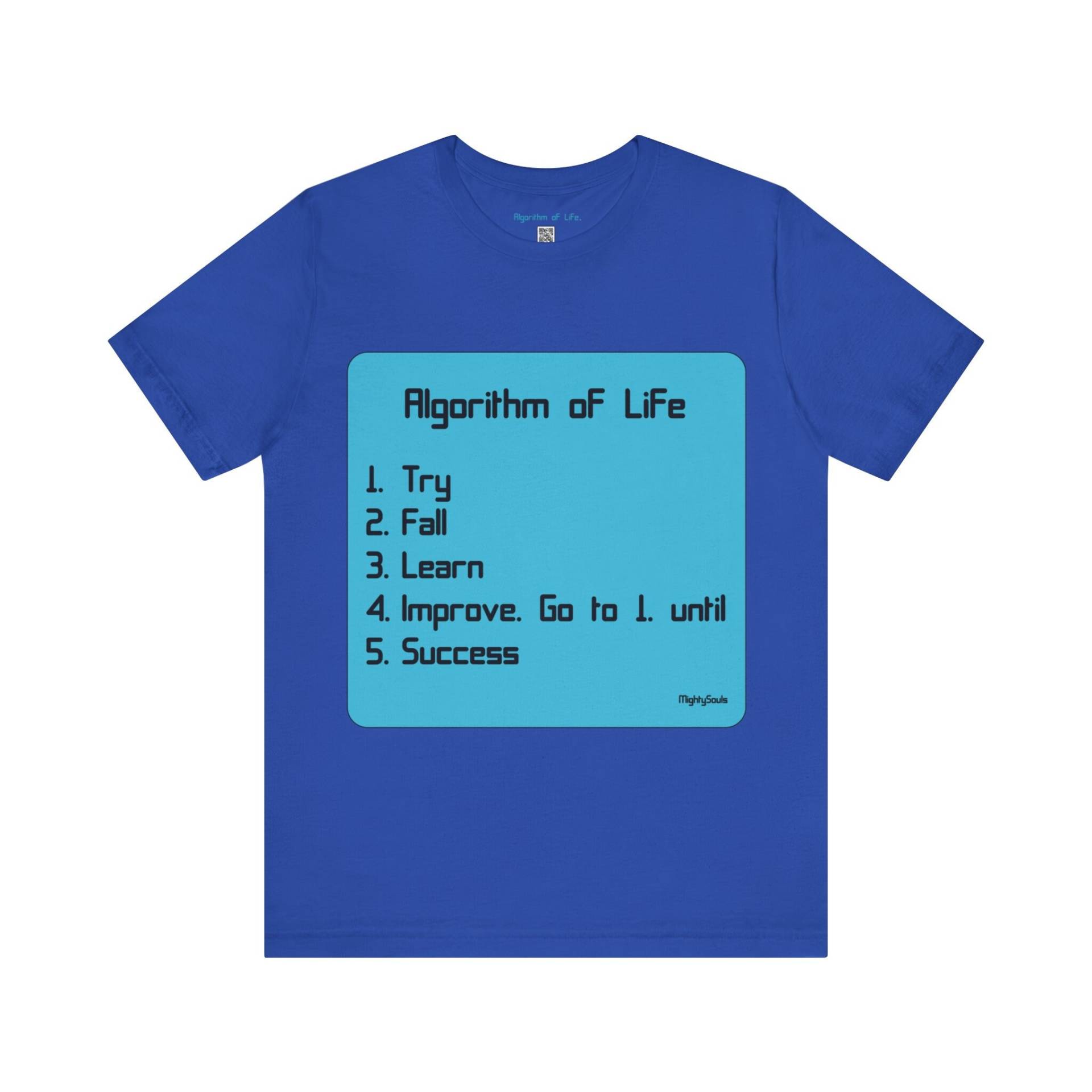 Algorithmus Des Lebens T-Shirt - Unisex Hellblaue Schrift Auf Blau Energizing Wear von MightySoulsStore