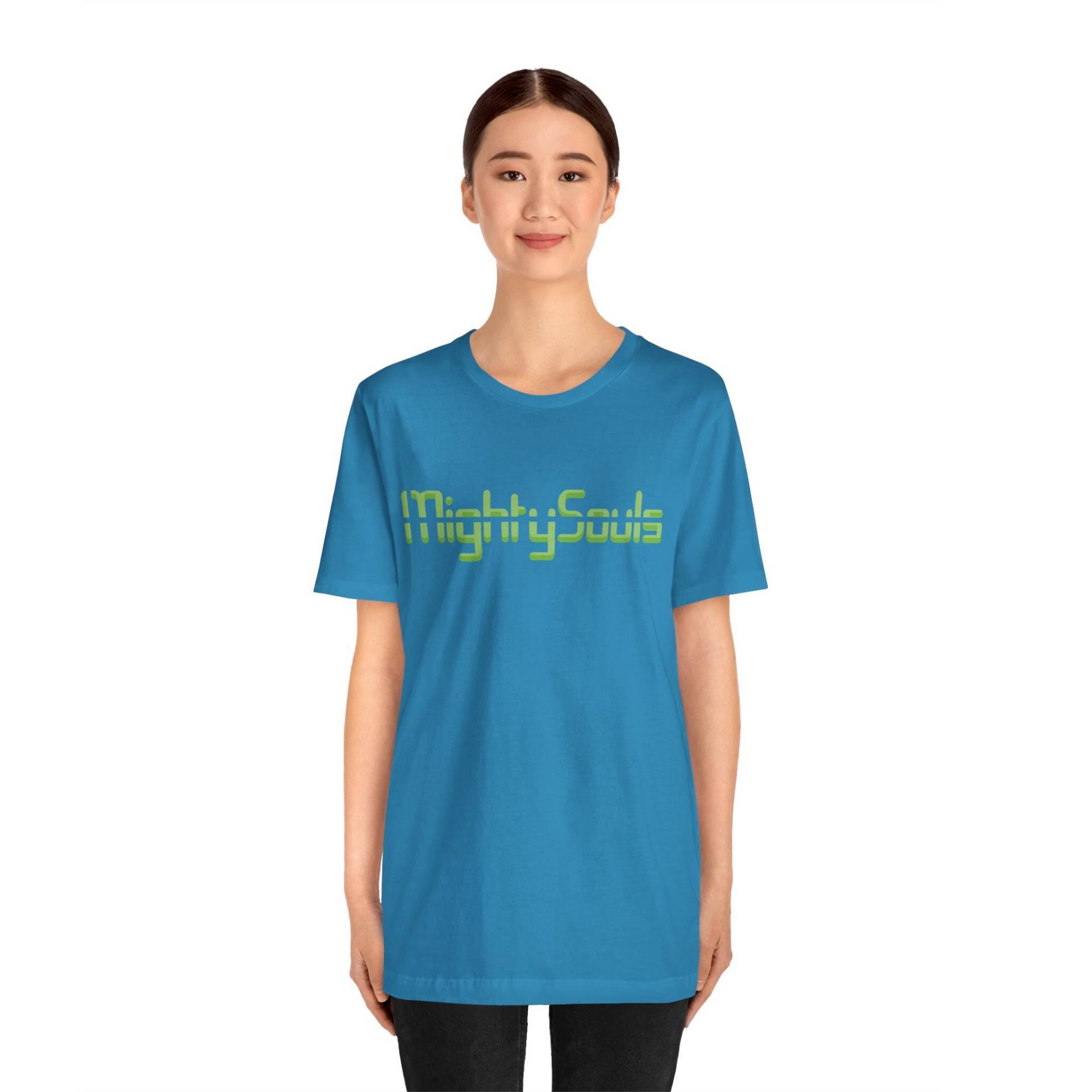 Mightysouls T-Shirt - Unisex Apfelgrüne Schrift in 5 Farben 6 Größen Reflect Positivity Durch Energetisierende Kleidung von MightySoulsStore
