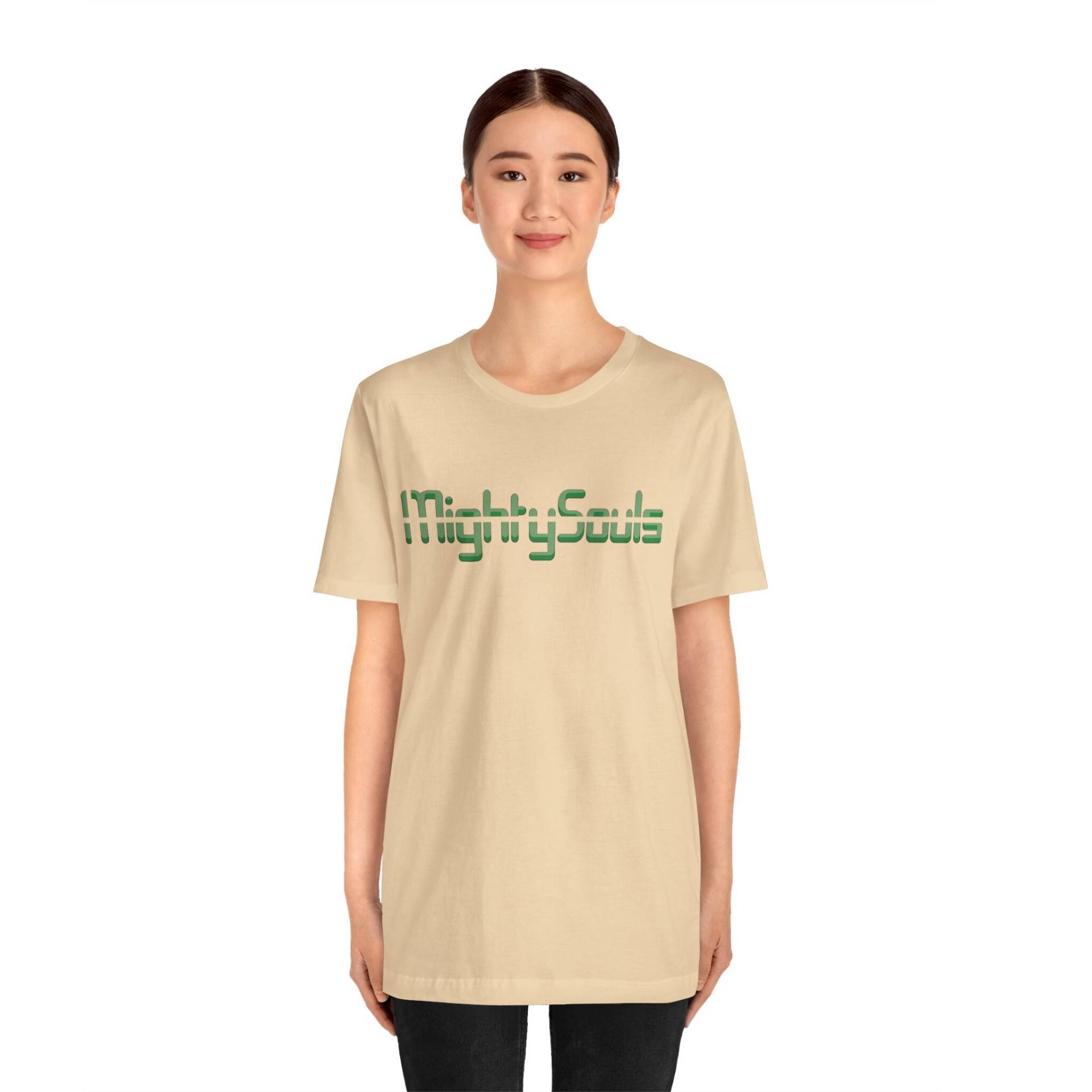 Mightysouls T-Shirt - Unisex Dunkelgrüne Schrift in 5 Farben 6 Größen Reflect Positivity Durch Energetisierende Kleidung von MightySoulsStore