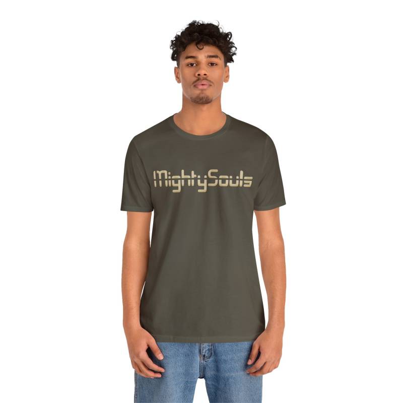 Mightysouls - T-Shirt Unisex Hellbraune Schrift in 5 Farben 6 Größen Reflect Positivity Durch Energetisierende Kleidung von MightySoulsStore