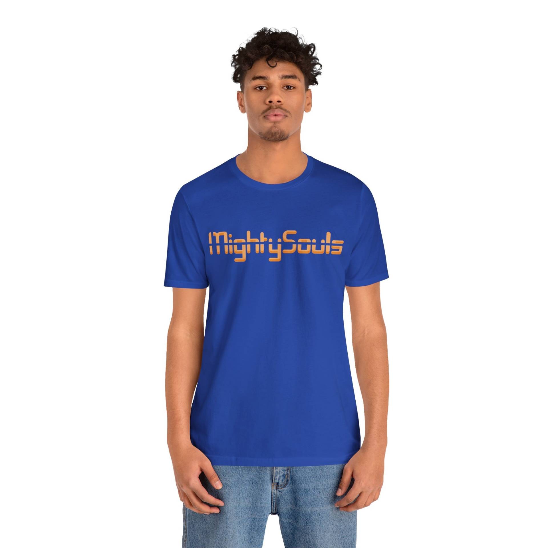 Mightysouls T-Shirt - Unisex Orange Schrift Auf 5 Farben 6 Größen Reflect Positivity Durch Energetisierende Kleidung von MightySoulsStore