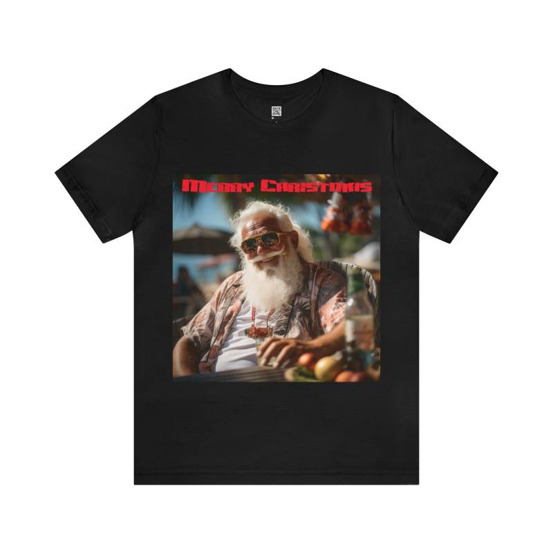 Weihnachtsmann Im Urlaub - Frohe Weihnachten T-Shirt- Unisex Weihnachts-T-Shirt Am Strand von MightySoulsStore