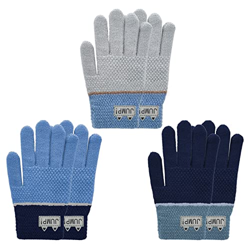 Migliore Wear 3 Paar Kinder Winterhandschuhe, Vollfinger Handschuhe für Jungen Mädchen, Warme Strickhandschuhe Kinder Stretch Handschuhe für 6-10 Jahre von Migliore Wear