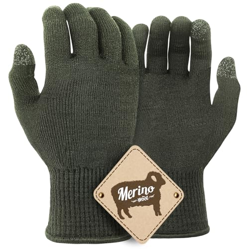 Migliore Wear Merino Unterziehhandschuhe, TOUCHSCREEN Wollhandschuhe Merinowollhandschuhe, Warme Innenhandschuhe Winterhandschuhe zum Radfahren, Laufen, Wandern, Fahren von Migliore Wear
