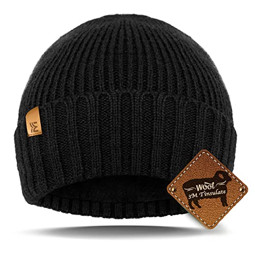 Migliore Wear Winter Mütze Herren Damen, Weiche Beanie Mütze Wollmütze, One Size Thermo Strickmütze für Winter, Fahren, Laufen, Radfahren(Schwarz) von Migliore Wear